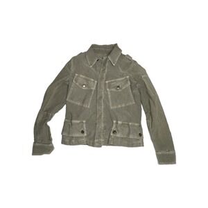 Current/Elliott Womens Front Button Collared  Battalion Jacket Green Size 0
